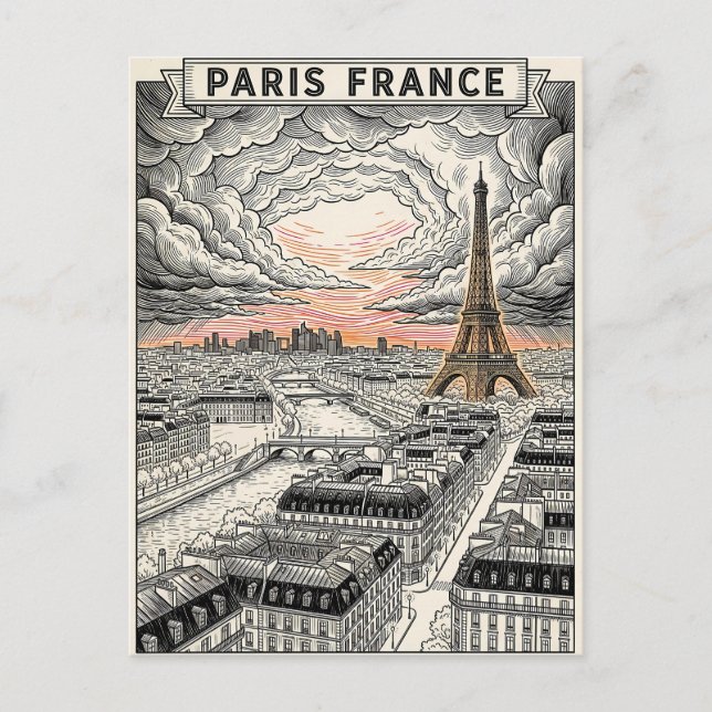 Paris Frankrike Resa  Vykort (Framsida)