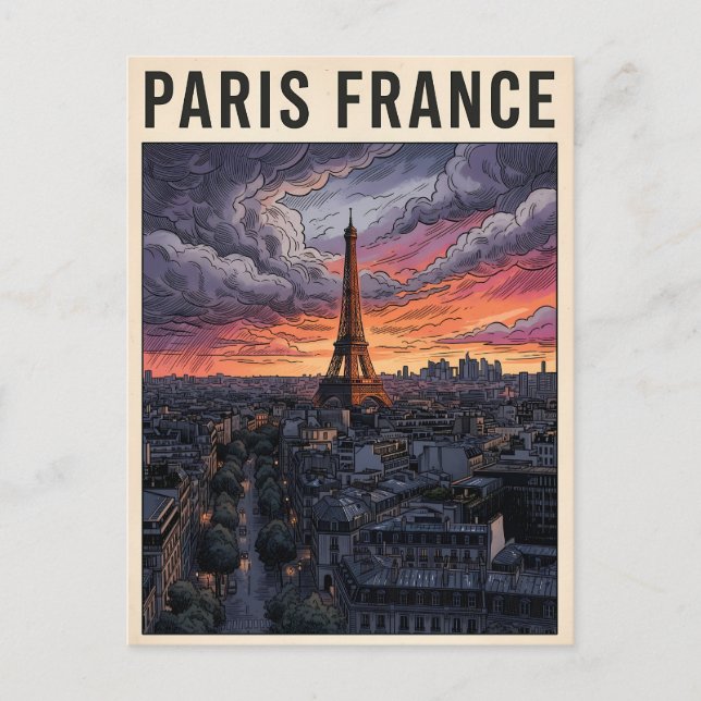 Paris Frankrike Resa  Vykort (Framsida)