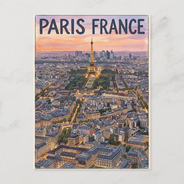 Paris Frankrike Resa  Vykort (Framsida)