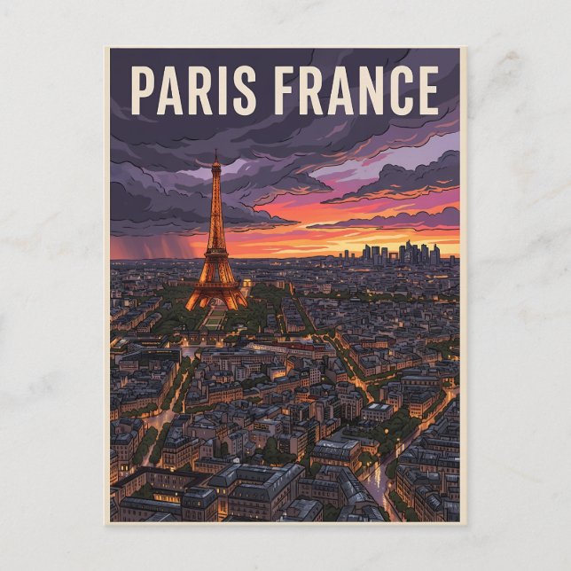 Paris Frankrike Resa  Vykort (Framsida)