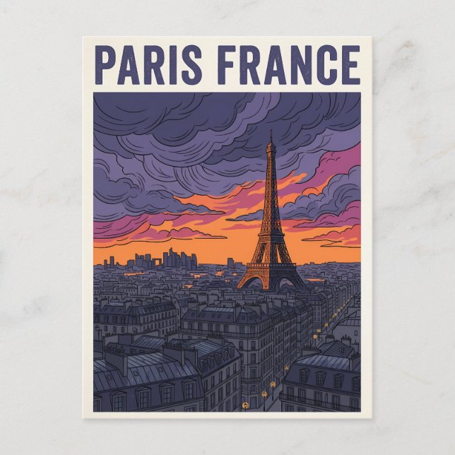 Paris Frankrike Resa  Vykort (Framsida)