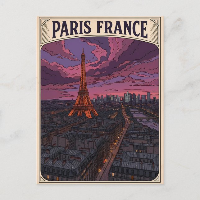 Paris Frankrike Resa  Vykort (Framsida)
