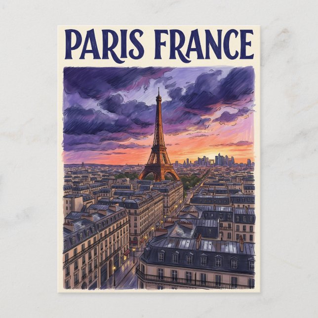 Paris Frankrike Resa  Vykort (Framsida)