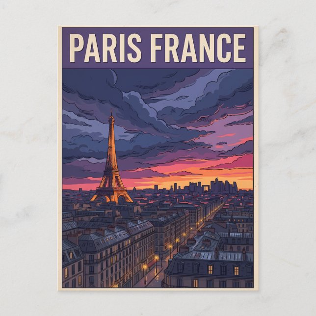 Paris Frankrike Resa  Vykort (Framsida)