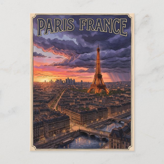 Paris Frankrike Resa  Vykort (Framsida)