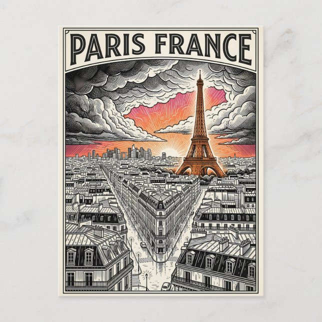 Paris Frankrike Resa  Vykort (Framsida)