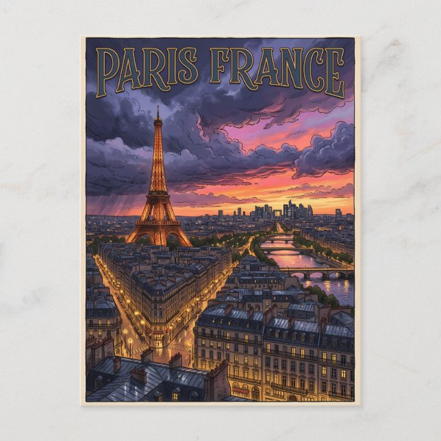 Paris Frankrike Resa  Vykort (Framsida)