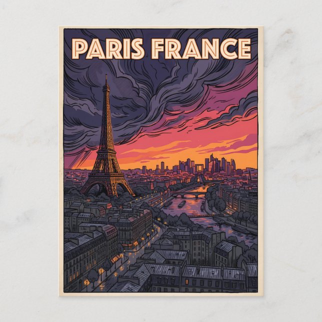 Paris Frankrike Resa  Vykort (Framsida)