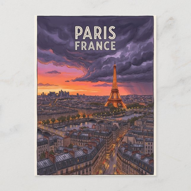 Paris Frankrike Resa  Vykort (Framsida)