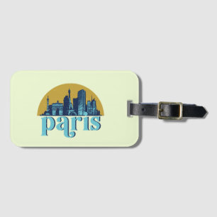 Paris Frankrike Retro City Skyline Cityscape Art Bagagebricka