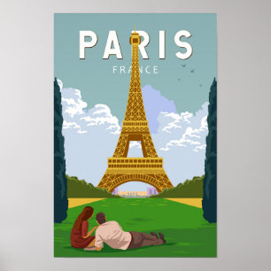 Paris Frankrike Retro Resa Konst Vintage Poster
