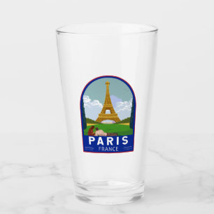 Paris Frankrike Retro Travel Art Vintage Glaskopp