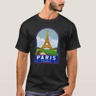 Paris Frankrike Retro Travel Art Vintage T Shirt