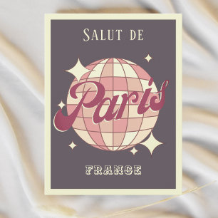 Paris Frankrike Retro Vintage lila vykort