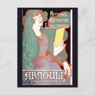 Paris Frankrike Retro Whimsisk Konstnärlig Vykort