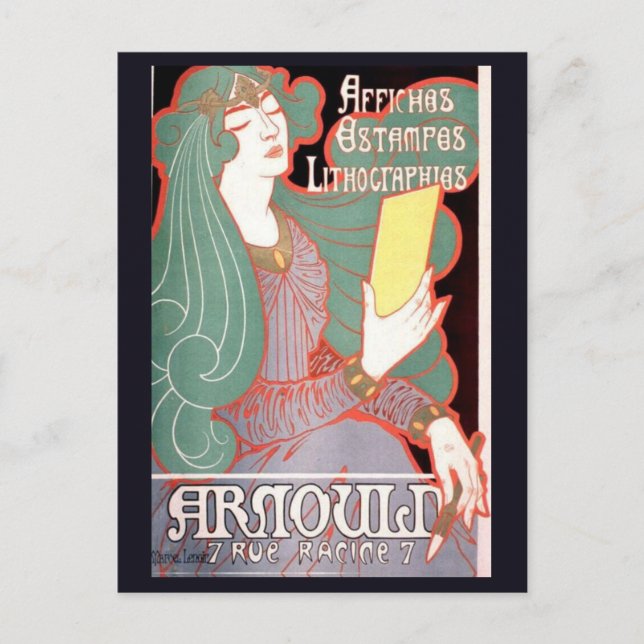 Paris Frankrike Retro Whimsisk Konstnärlig Vykort (Framsida)