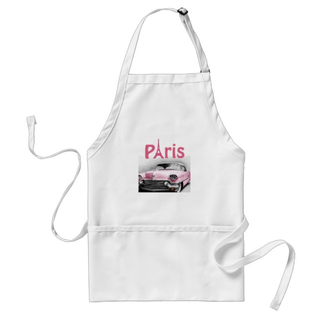 Paris Frankrike Rosa Car Kitchen Apron Förkläde (Framsidan)