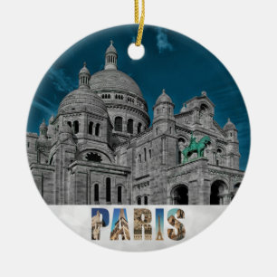 Paris Frankrike Sacre Coeur jul Julgransprydnad Keramik