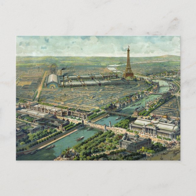 Paris Frankrike Scenery 1889 Vykort (Framsida)