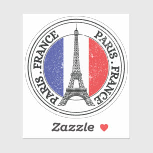 Paris Frankrike Seal Sticker Round Flagga Klistermärken