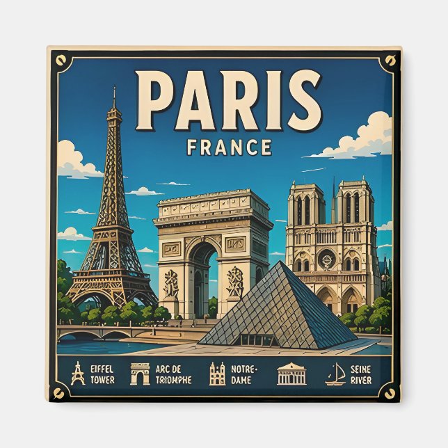 🧲 Paris Frankrike Semester Minne För Resenärer  Magnet (Framsidan)