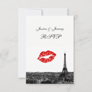 Paris Frankrike Siluett Kyss #1 BW RSVP #1 OSA Kort