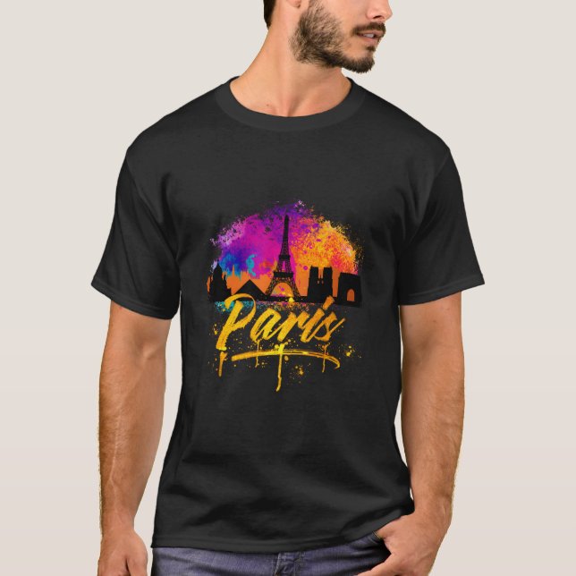 Paris Frankrike Siluett T Shirt (Framsida)