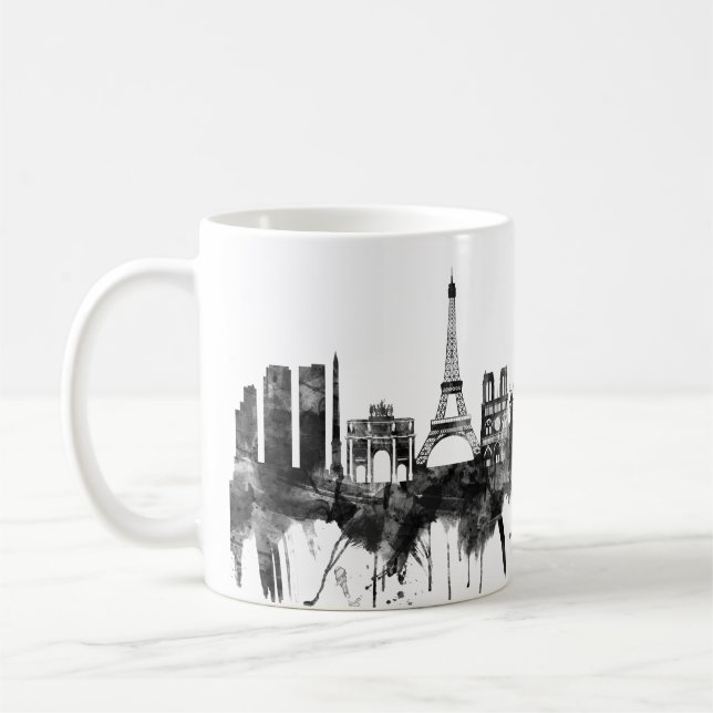 Paris Frankrike Skyline BW Kaffemugg (Vänster)