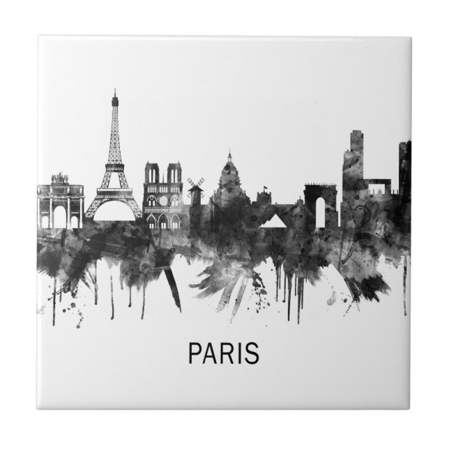 Paris Frankrike Skyline BW Kakelplatta (Framsidan)
