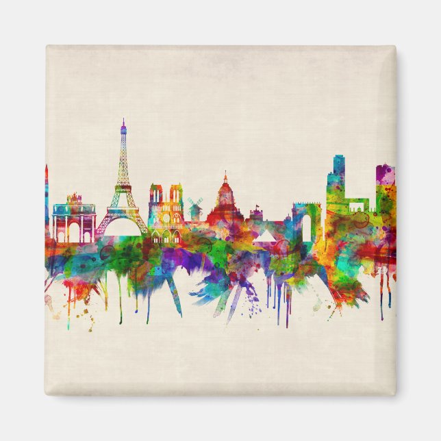 Paris Frankrike Skyline Magnet (Framsidan)