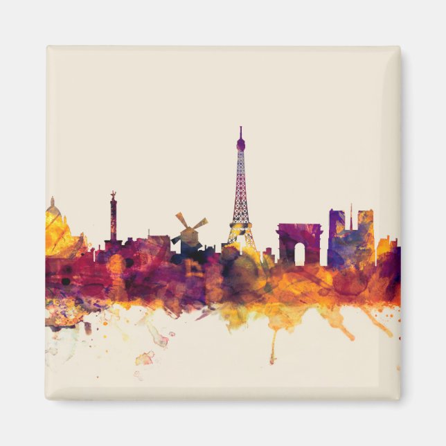 Paris Frankrike Skyline Magnet (Framsidan)