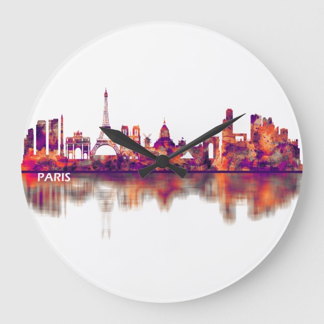 Paris Frankrike Skyline Stor Klocka (Framsida)