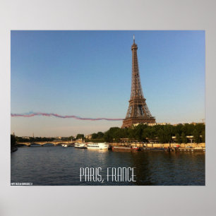 Paris frankrike - Skywriters fluga vid det Eiffel Poster