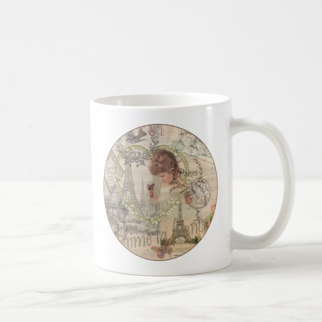 Paris Frankrike Söt Flicka Mjuk Eiffeltorn Kaffemugg (Höger)
