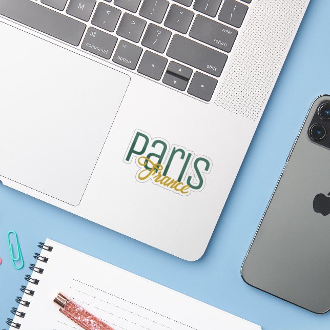 Paris, Frankrike souvenir Klistermärken (Laptop med iPhone)