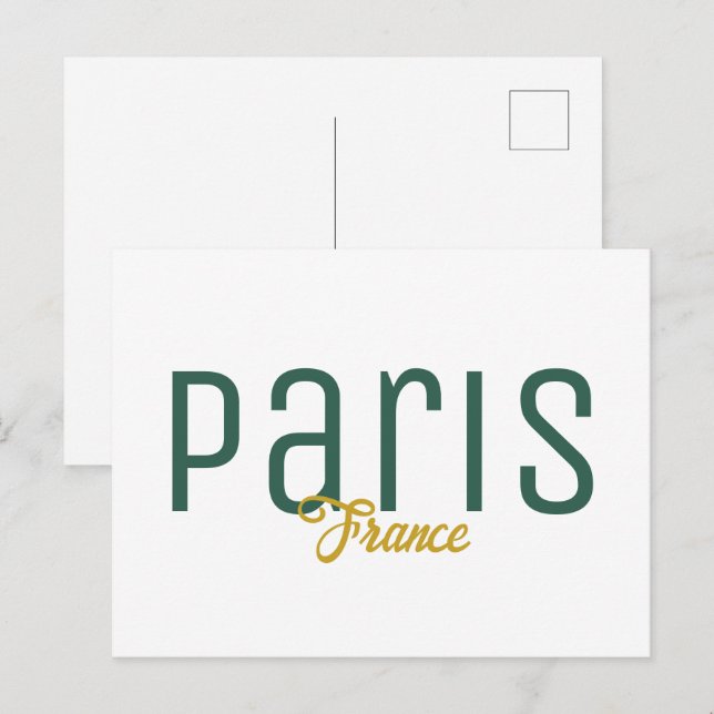 Paris, Frankrike Souvenir Vykort (Fram/baksida)