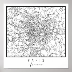 Paris Frankrike Street Karta Poster
