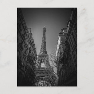 paris frankrike svart och vitt vykort