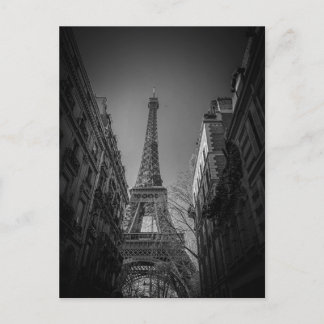 paris frankrike svart och vitt vykort