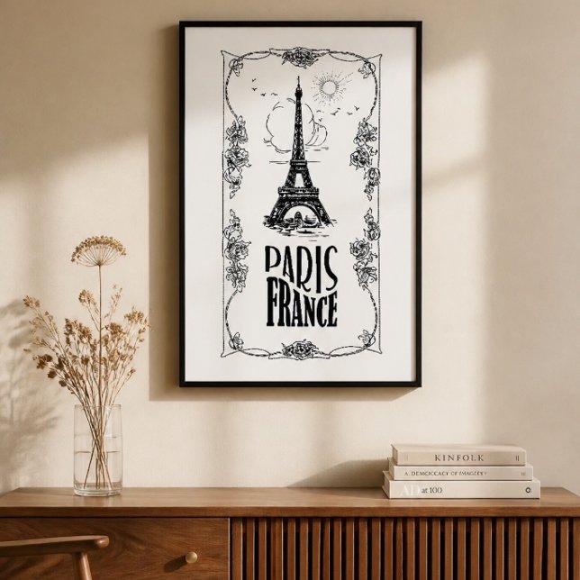 Paris Frankrike Svart på Vit Affisch (Skapare uppladdad)