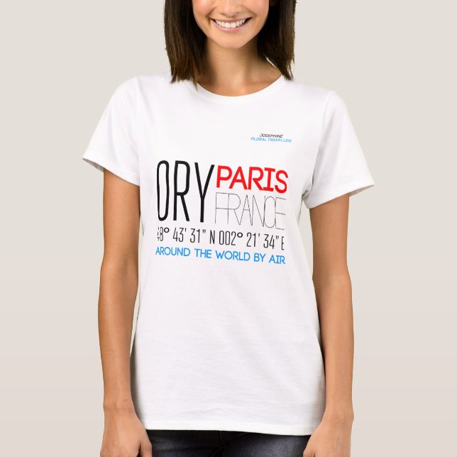 Paris, Frankrike Text Art T Shirt (Framsida)