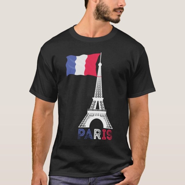 Paris Frankrike Theme Kärlek Eiffel Torn T Shirt (Framsida)