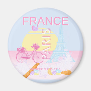 Paris, Frankrike, Travel Art, Preppy, Blue Magnet