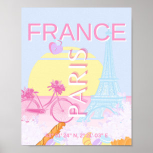 Paris, Frankrike, Travel Art, Preppy, Blue Poster