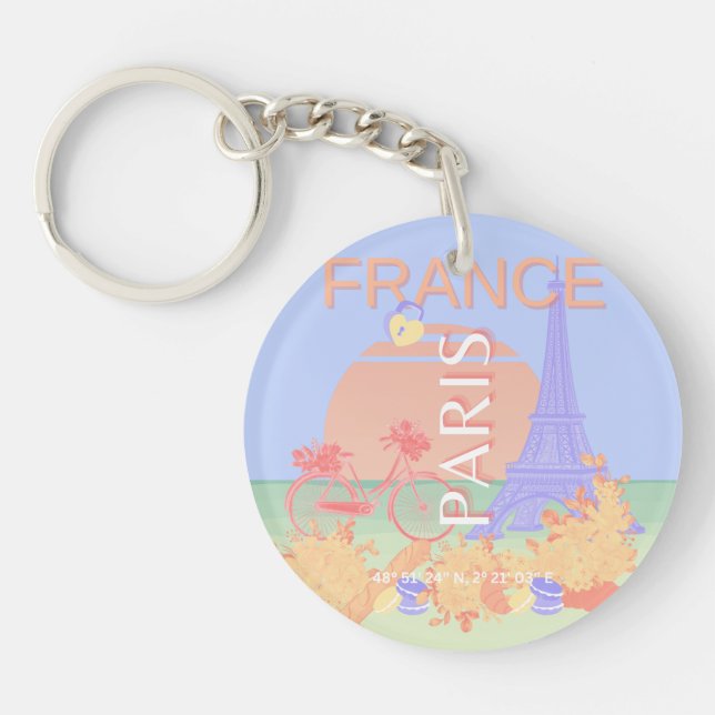 Paris, Frankrike, Travel Art, Preppy, Pastel, Blue (Framsidan)
