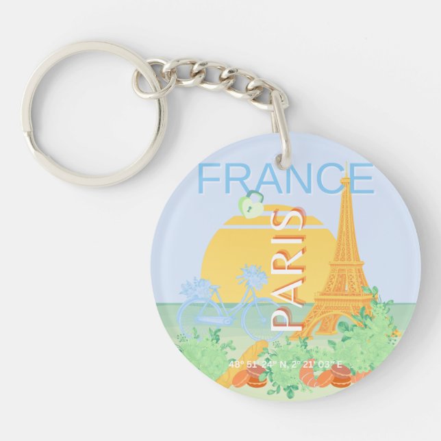 Paris, Frankrike, Travel Art, Preppy, Pastel, Blue (Framsidan)