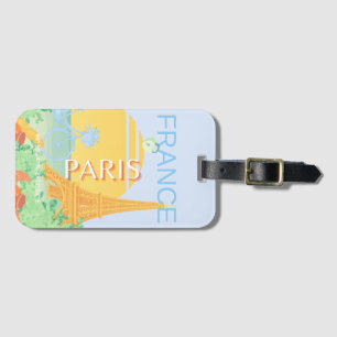 Paris, Frankrike, Travel Art, Preppy, Pastel, Blue Bagagebricka