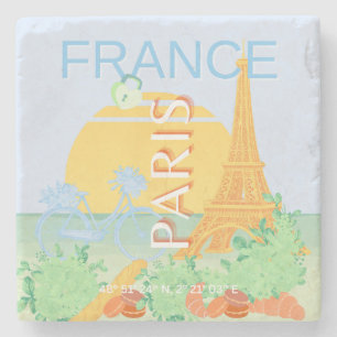Paris, Frankrike, Travel Art, Preppy, Pastel, Blue Stenunderlägg