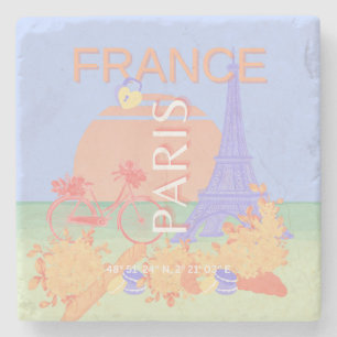 Paris, Frankrike, Travel Art, Preppy, Pastel, Blue Stenunderlägg