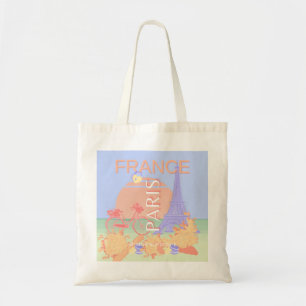 Paris, Frankrike, Travel Art, Preppy, Pastel, Blue Tygkasse